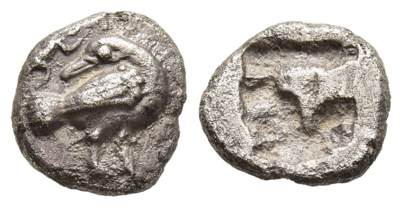 MACEDON. Eion. Obol (Circa 500-480 BC).

Obv: Goose standing right, head left;...