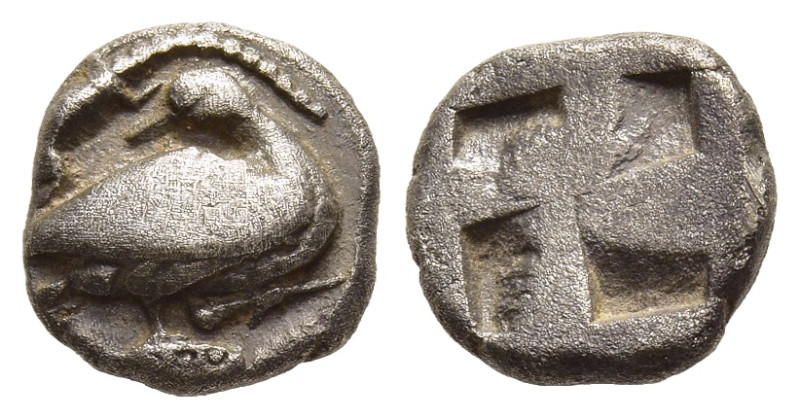 MACEDON. Eion. Trihemiobol (Circa 480-460 BC)

Obv: Goose standing right, head...