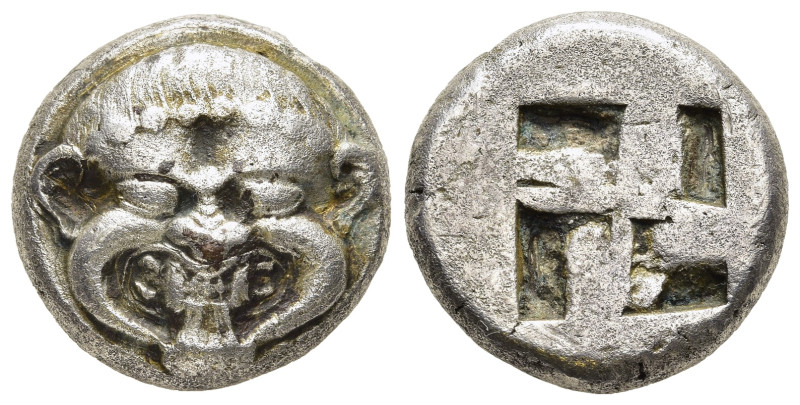 MACEDON. Neapolis. Fourrèe Stater (Circa 500-480 BC).

Obv: Facing gorgoneion wi...