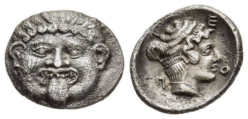 MACEDON. Neapolis. Hemidrachm (Circa 375-350) 

Obv: Facing gorgoneion. 
Rev: ΝΕ...