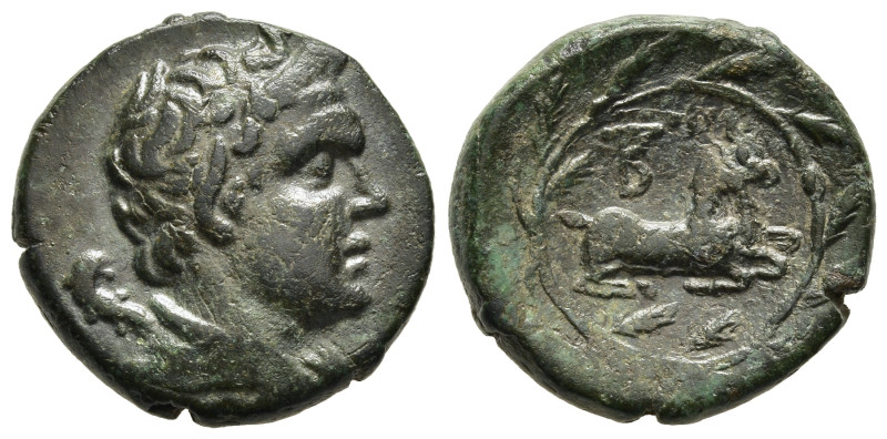 MACEDON. The Bottiaei. Ae (Circa 168-148 BC). Pella.

Obv: Head of Pan right, la...