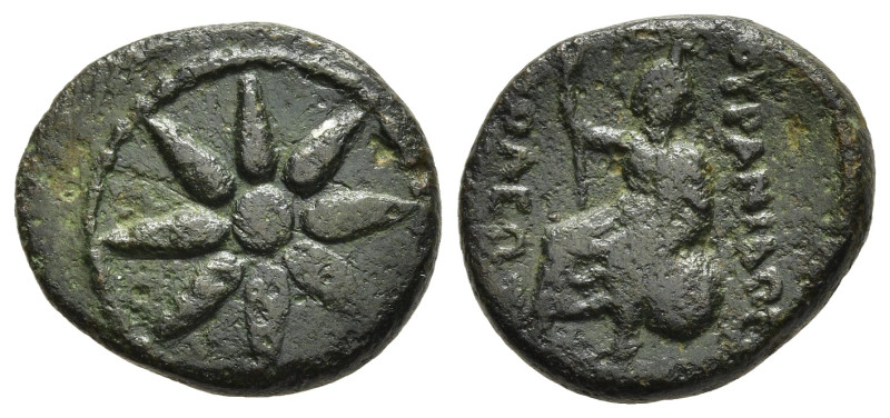 MACEDON. Uranopolis. Ae (Circa 300 BC). 

Eight-pointed star and crescent.
Rev. ...