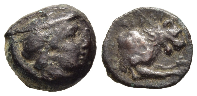 KINGS OF MACEDON. Aeropos (398/7-395/4 BC). Ae Chalkous.

Obv: Male head right, ...