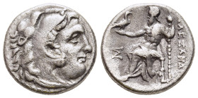 KINGS OF MACEDON. Alexander III 'the Great' (336-323 BC). Drachm. Miletos

Obv: Head of Herakles right, wearing lion skin headdress.
Rev: AΛEΞANΔPOY. ...