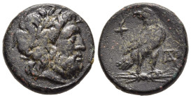KINGS OF MACEDON. Ptolemy Keraunos (281-279 BC). Ae Obol. Uncertain mint in Macedon. 

Obv: Laureate head of Zeus right. 
Rev: Eagle with closed wings...