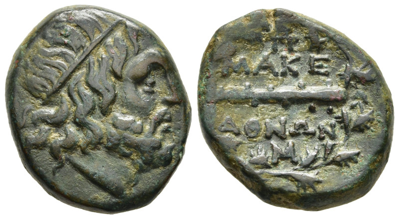 KINGS OF MACEDON. Time of Philip V to Perseus (187-168 BC). Ae.

Obv: Head of Ze...