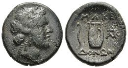 KINGS OF MACEDON. Time of Philip V and Perseus (187-168 BC). Ae. Uncertain mint in Macedon.

Obv: Laureate head of Apollo right.
Rev: MAKE-ΔONΩN.
Lyre...