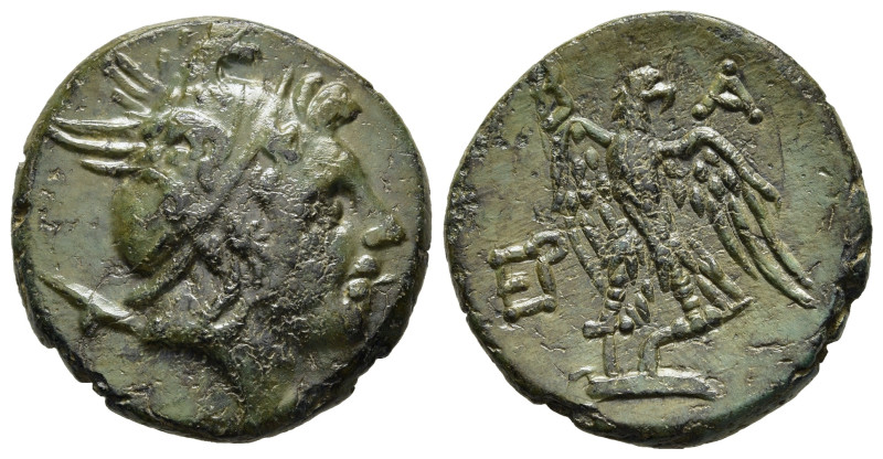 KINGS OF MACEDON. Perseus (179-168 BC). Ae. Pella or Amphipolis.

Obv: Helmeted ...