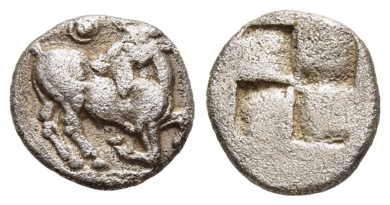 THRACO-MACEDONIAN TRIBES. Mygdones or Krestones. Trihemiobol (circa 485-470 BC)....