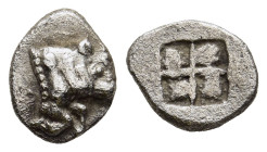 THRACO-MACEDONIAN TRIBES. Orreskioi. Hemiobol (Circa 500-480 BC). 

Obv. Forepart of bull right.
Rev: Quadripartite incuse square. 

AMNG III, p. 90, ...