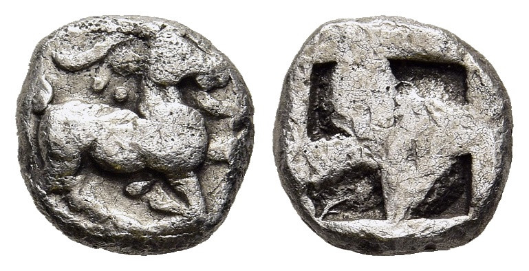 THRACO-MACEDONIAN TRIBES. Uncertain. Obol (Circa 480-450 BC).

Obv: Male goat kn...