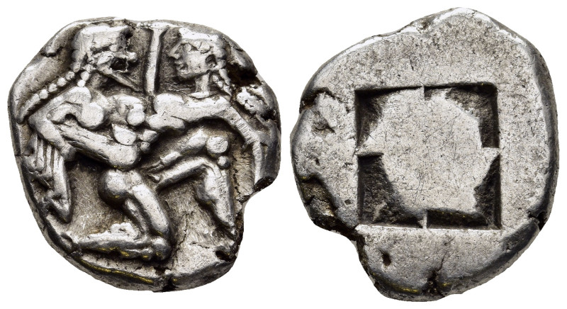 ISLANDS OFF THRACE. Thasos. Stater (Circa 500-480 BC).

Obv: Ithyphallic satyr a...