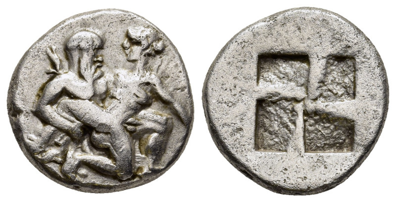 ISLANDS OFF THRACE. Thasos. Drachm (Circa 435-411 BC). 

Obv: Ithyphallic satyr ...
