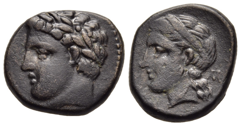 THESSALY. Gyrton. Ae Trichalkon (Circa 340-320 BC). 

Obv: Laureate head of Apol...
