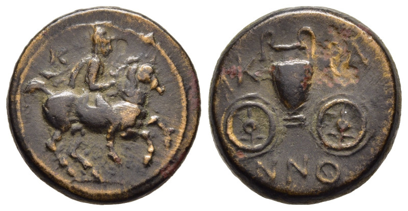 THESSALY. Krannon. Ae Dichalkon (Circa 350-300 BC).

Obv: Horseman galloping rig...
