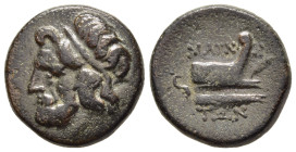 THESSALY. Magnetes. Ae Dichalkon (Mid 2nd-mid 1st centuries BC), Demetrias.

Obv: Diademed head of Zeus left.

Rev. ΜΑΓΝΗ/ΤΩΝ.
Prow right; r. dolphin ...