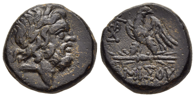 PONTOS. Amisos. Ae (Circa 100-85 BC).

Obv: Laureate head of Zeus right.
Rev: AM...