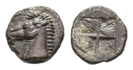 AEOLIS. Kyme. Hemiobol (Early-mid 5th century BC). 

Obv: Head of horse left.
Rev: Quadripartite incuse square.

cf. Numismatik Naumann 54 lot 163; CN...