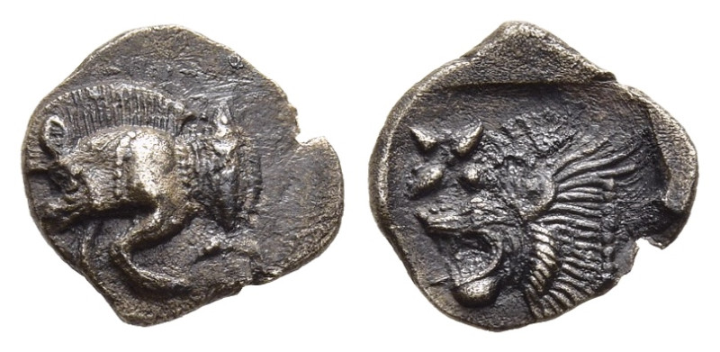 MYSIA. Kyzikos. Hemiobol (Circa 450-400 BC). 

Obv: Forepart of boar left; tunny...