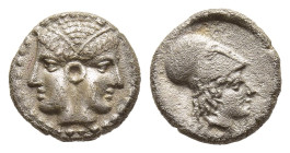 MYSIA. Lampsakos. Obol (4th century BC).

Obv: Janiform female head.
Rev: Helmeted head of Athena right within incuse circle.

SNG BnF -; cf. Weber 51...