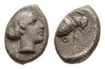 MYSIA. Prokonnessos. Obol (4th century BC)

Obv: Female head right.
Rev: Bee advancing right.

Unpublished in the standard references.

Conditi...