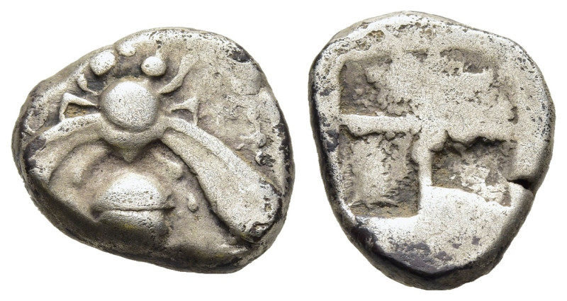 IONIA. Ephesos. Drachm (Circa 500-420 BC).

Obv: Bee; tendrils above.
Rev: Quadr...