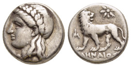 IONIA. Miletos. Drachm (Circa 350-325 BC). Lenaios, magistrate. 

Obv: Laureate head of Apollo left.
Rev. Lion standing left, looking back at star wit...