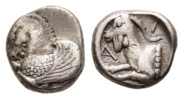 CARIA. Halikarnassos. Obol (5th century BC). 

Obv: Forepart of Pegasos left.
Rev: A- Λ. 
Forepart of goat left.

SNG Keckman 39; SNG Kayhan 757-8.

C...