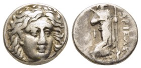 SATRAPS of CARIA. Hidrieus (Circa 351/0-344/3 BC). Drachm. Halikarnassos.

Obv: Laureate head of Apollo facing slightly right.
Rev. IΔPIEΩΣ.
Zeus ...
