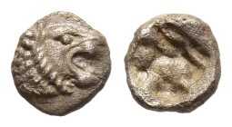 KINGS of LYDIA. Kroisos (Circa 564/53-550/39 BC). Forty-eighth Stater. Sardes.

Obv: Head of lion right.
Rev: Incuse square.

Kurth S13; SNG Tati...