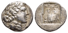 LYCIAN LEAGUE. Hemidrachm (Circa 48-42 BC). Masikytes.

Obv: Laureate head of Apollo right.
Rev:M–A.
Lyre within incuse square.

Troxell, Lycian...
