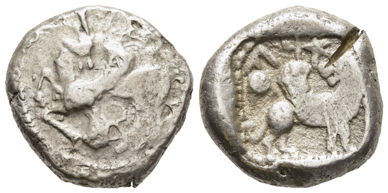 CILICIA. Ura. Stater (Circa 460s-450s BC).

Obv: Winged ibex kneeling left, its ...