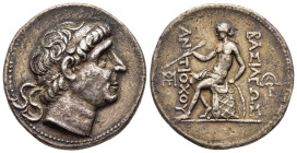 SELEUKID EMPIRE. Antiochos II Theos (261-246 BC). Tetradrachm. Seleukeia on the Tigris.

Obv: Diademed head of Antiochos I right.
Rev: Apollo, testing...