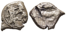 PHOENICIA. Sidon. Stater (Circa 409/406-402 BC).

Obv: Persian king or hero standing right, preparing to thrust dagger into the belly of a lion standi...