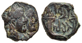 KINGS OF NABATAEA. Rabbel II, with Gamilat (AD 70/1-105/6). Ae. Petra.

Obv: Jugate laureate and draped busts of Rabbell and Gamilat right.
Rev: Cross...