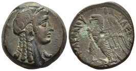 PTOLEMAIC KINGS OF EGYPT. Time of Ptolemy V Epiphanes (204-180 BC). Ae. Alexandreia.

Obv: Draped bust of Isis right, wearing grain wreath.
Rev: ΒΑΣΙΛ...