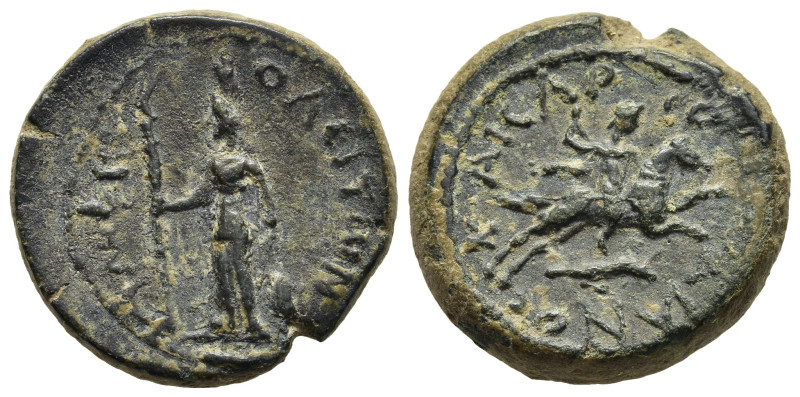 MACEDON. Amphipolis. Trajan (98-117).

Obv: KAICAP TPAIANOC.
Emperor in military...