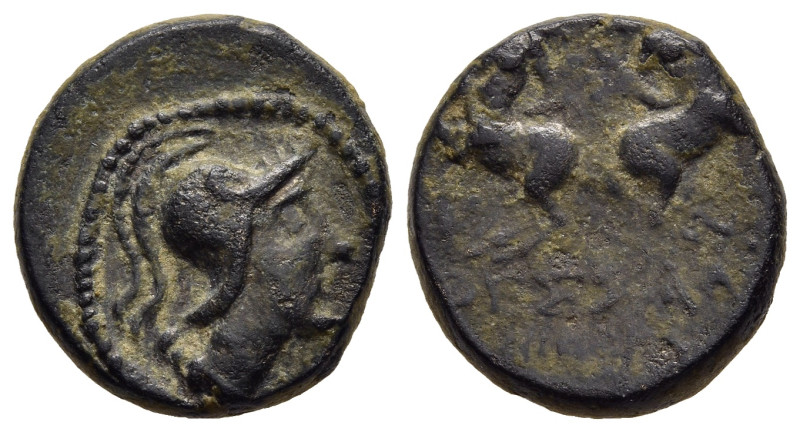 MACEDON. Thessalonica. Roman Republican time (2nd century BC). Ae

Obv: Helmeted...