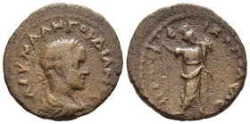EPEIROS. Nicopolis. Gordian III (238-244). Ae.

Obv: ΑΥ Κ ΜΑ ΑΝ ΓΟΡΔΙΑΝΟϹ Ϲ.
Laureate, draped and cuirassed bust right.
Rev: ΙƐΡΑϹ ΝƐΙΚΟΠΟΛƐΩϹ.
Tyche ...