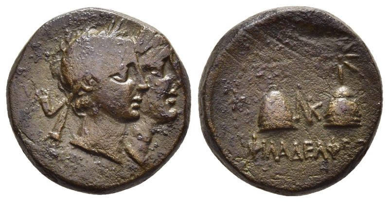 LYDIA. Philadelphia. Ae (2nd-1st centuries BC).

Obv: Jugate laureate heads of t...