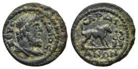 LYDIA. Sardes. Pseudo-autonomous issue (early-mid 3rd century). Ae. Roufos, magistrate. 

Obv: SЄVC ΛVΔIOC. 
Draped bust of Zeus Lydios right, wearing...