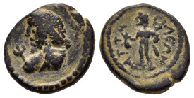 PAMPHYLIA. Attalea. Pseudo-Autonomous issue (Late 2nd-early 3rd century AD). Ae.

Obv: Diademed bust of Poseidon with traces of drapery, l.; holding t...