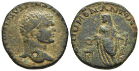 JUDAEA. Aelia Capitolina (Jerusalem)? Caracalla (198-217). Ae „Dupondius“.

Obv: […] ANTONINVS PIVS AVG[…].
Radiate head right.
Rev. […]CVLIU MON ...