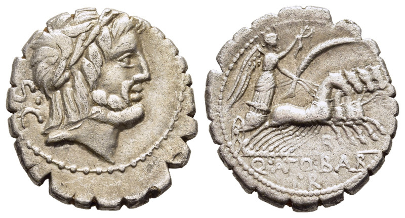 Q. ANTONIUS BALBUS. Serrate Denarius (83-82 BC). Rome.

Obv: S•C. 
Laureate head...