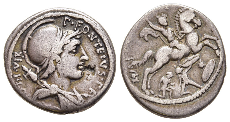 P. FONTEIUS P.F. CAPITO. Denarius (55 BC). Rome.

Obv: P FONTEIVS P F – [CAPITO]...