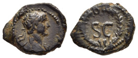 TRAJAN (98-117). AE uncia. Rome.

Obv: Laureate and draped bust or Trajan right.
Rev. SC within laurel-wreath. 

cf. RIC 443 (Semis)

Interesting and ...
