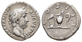 HADRIAN (117-138). Denarius. Rome. 

Obv: HADRIANVS AVGVSTVS. 
Laureate bust right, with slight drapery.
Rev: COS III. 
Emblems of the augurate and po...