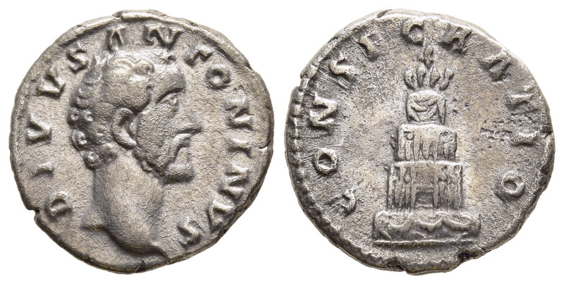 DIVUS ANTONINUS PIUS (Died 161). Denarius. Rome. Struck under Marcus Aurelius.

...