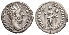 MARCUS AURELIUS (161-180). Denarius. Rome.

Obv: M ANTONINVS AVG GERM SARM. 
Laureate head right.
Rev: TR P XXX IMP VIII COS III. 
Felicitas standing ...