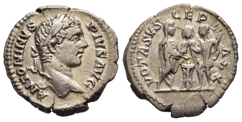 CARACALLA (197-217). Denarius. Rome. 

Obv: ANTONINVS PIVS AVG. 
Laureate head r...